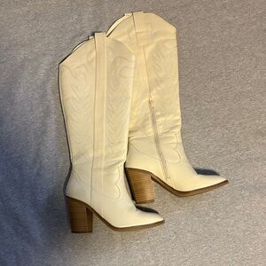 Altar'd State Cream Heeled Western Boots